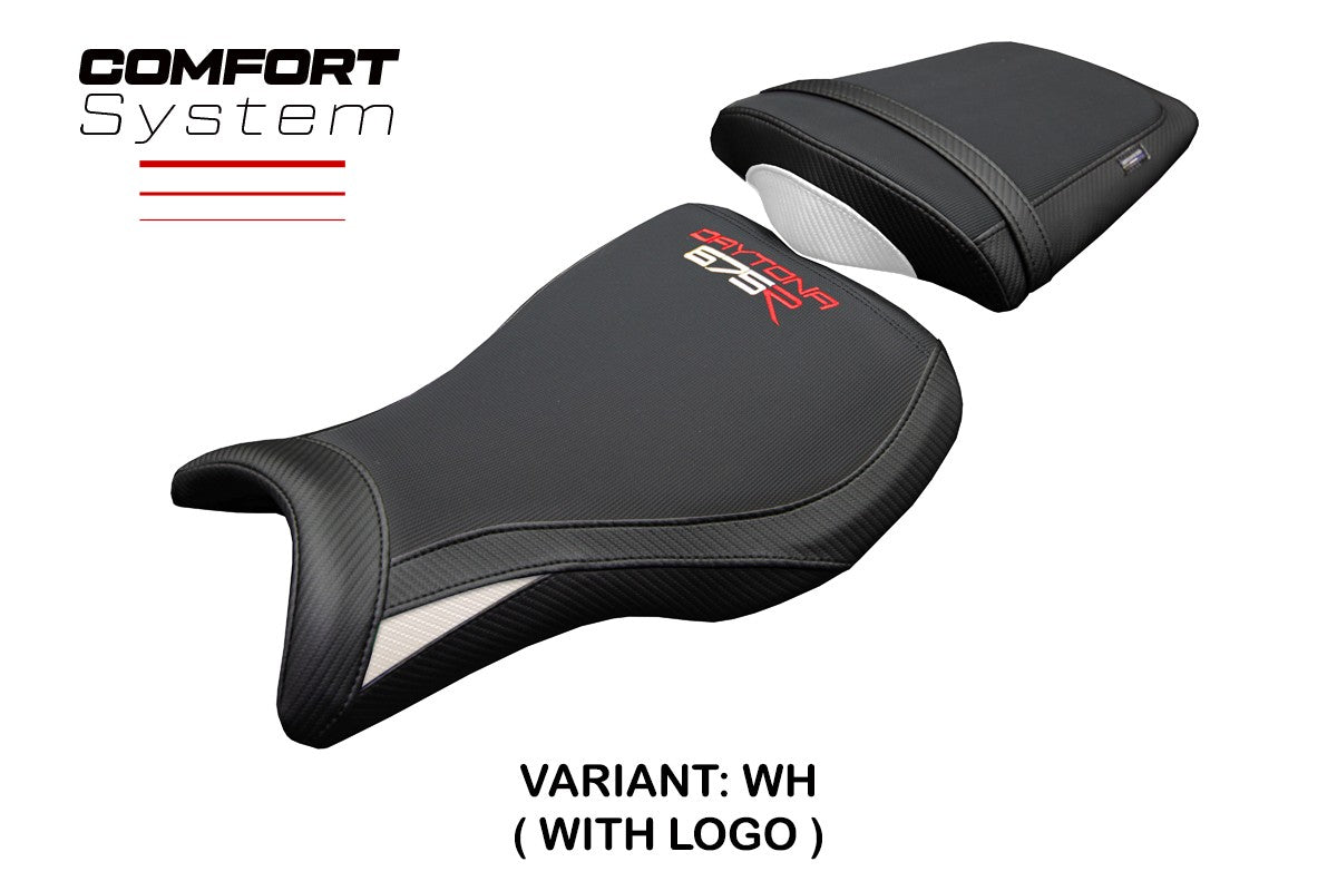 Triumph Daytona 675R 2006-2011 2012 Seat Cover Tappezzeria Comfort White Black