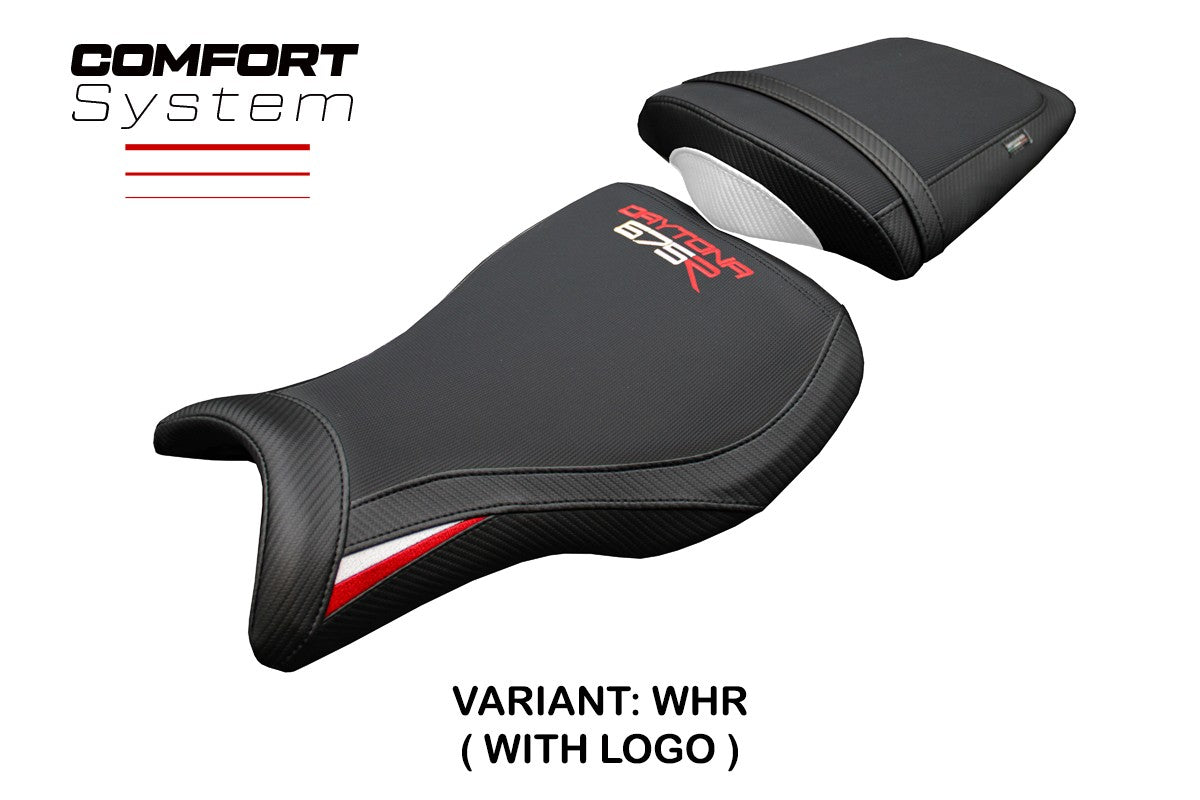 Triumph Daytona 675R 2006-2012 Seat Cover Tappezzeria Comfort White Red Black