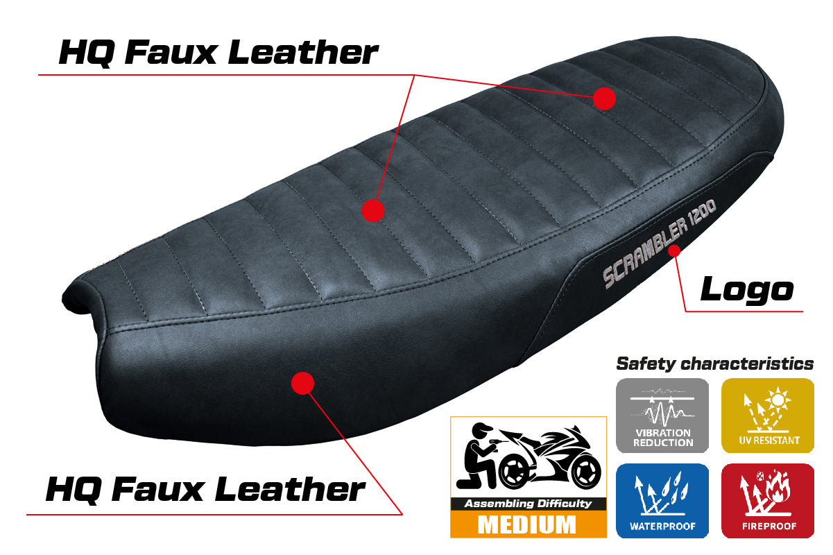 Triumph Scrambler 1200 2019 2020 2021 2022 2023 Seat Cover Tappezzeria Black