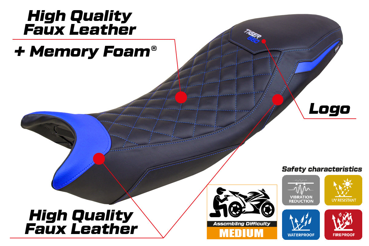 Triumph Tiger 660 2021 2022 2023 Seat Cover Tappezzeria Comfort Black Blue SE