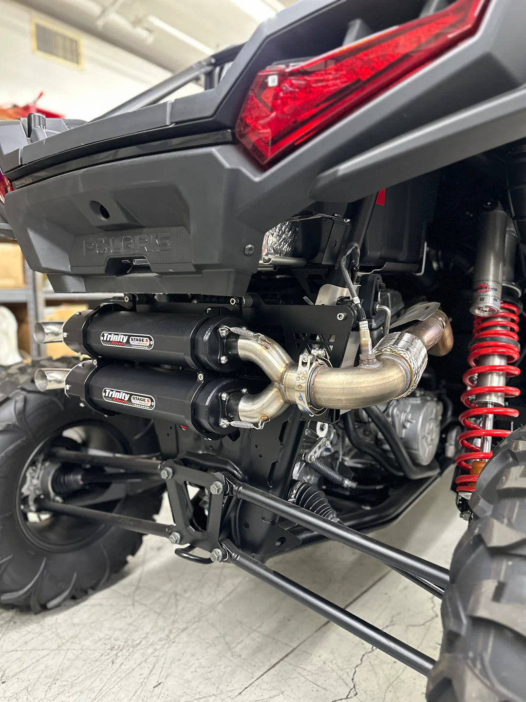 Polaris RZR XP 1000 2024-2025 Exhaust TRINITY RACING Black Stage 5 Dual Slip-On Mufflers Cerakote TR-4186S-C2