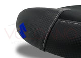 Volcano Seat Covers, Suzuki Hayabusa 2008-2020, Front and Rear, Carbon Look and Grip  in Black and Blue