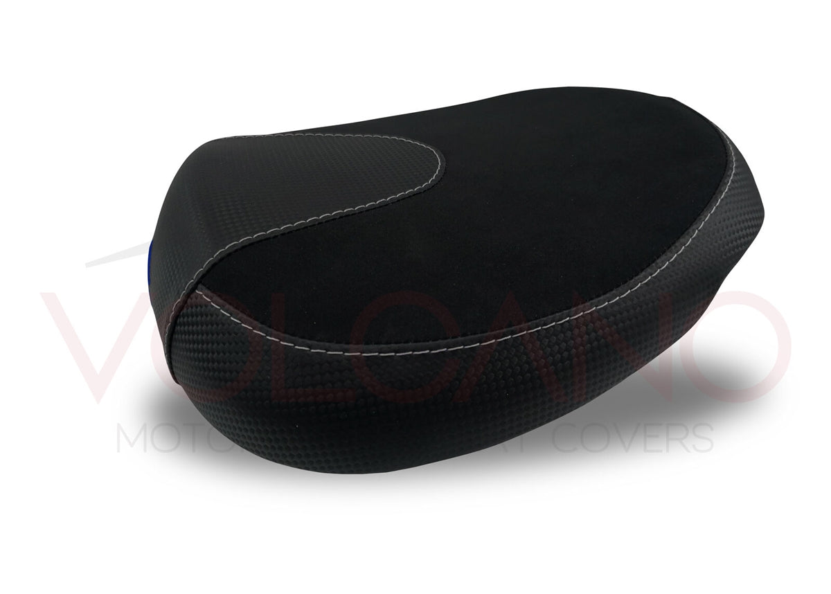 Volcano Seat Covers, Suzuki Hayabusa 2008-2020, Front and Rear, Carbon Look and Grip  in Black and Red