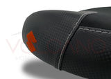 Volcano Seat Covers, Suzuki Hayabusa 2008-2020, Front and Rear, Carbon Look and Grip  in Black and Red