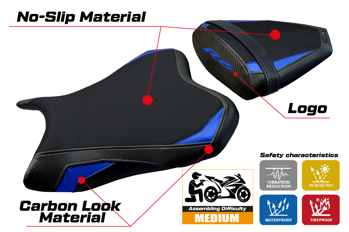 Yamaha YZF R6 2006 2007 Seat Cover Tappezzeria Blue Black 06 07