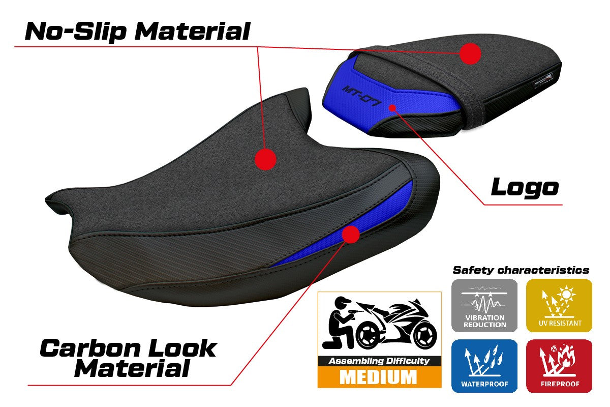 Yamaha MT 07 2025 Seat Cover Tappezzeria Ultragrip Blue Black