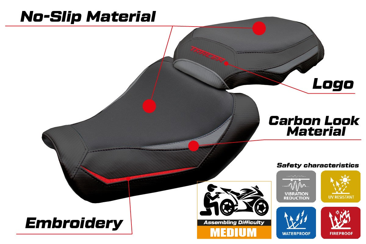 Yamaha Tracer 9 / 9 GT 2025 Seat Cover Tappezzeria Grey Red Black