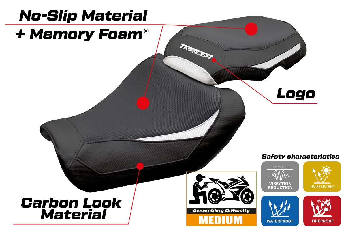 Yamaha Tracer 9 / 9 GT 2025 Seat Cover Tappezzeria Heating Comfort White Black