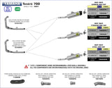 Arrow Yamaha Tenere 700  2019-2024 Homologated Indy Race Aluminum Exhaust With Welded Link Pipe 72628ao