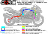 Kawasaki ZX14R 2012-2024 (ABS Only) Double (2 lines) Rear Custom Brake Line Kit