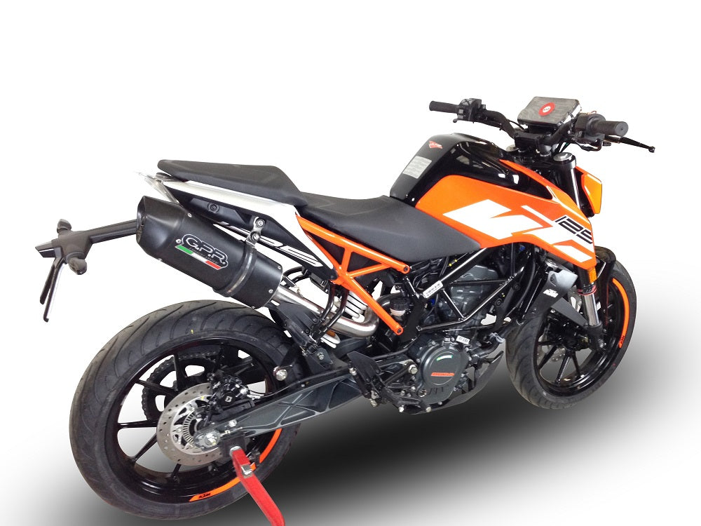 GPR Exhaust System Ktm Duke 125 High Level 2017-2020, Furore Evo4 Nero, Slip-on Exhaust Including Link Pipe and Removable DB Killer