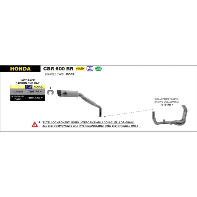 IN STOCK 71784MI Arrow CBR600RR 2024 - 2025  Racing header Collector for Honda