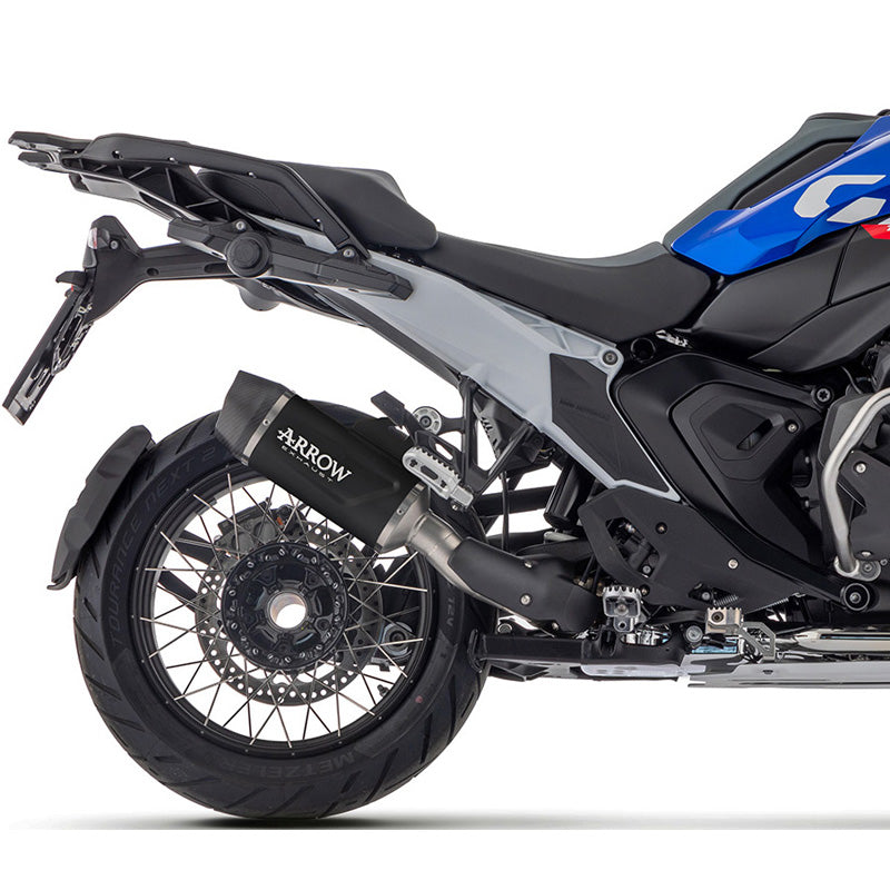 72658AKN Arrow Indy Race Evo for BMW R1300GS 2024 ALUMINIUM "DARK" Slip-on Exhaust with carby end cap