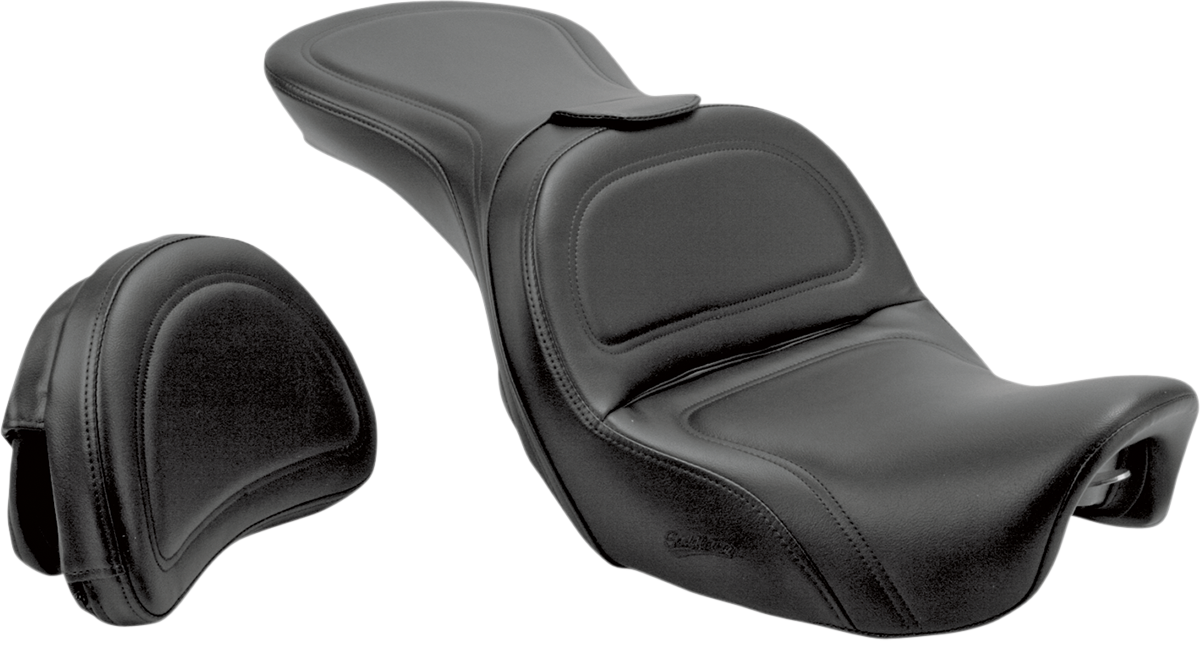 SADDLEMEN Seat - Explorer - With Backrest - Stitched - Black - Dyna 806-04-0301