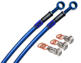 Kawasaki Z125 Pro 2016-2025 Front and Rear Brake Lines Translucent Blue Steel Braided