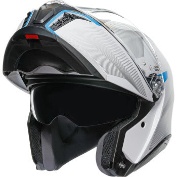 AGV Tourmodular Motorcycle Helmet - Frequency - Light Gray/Blue - Large 211251F2OY00614