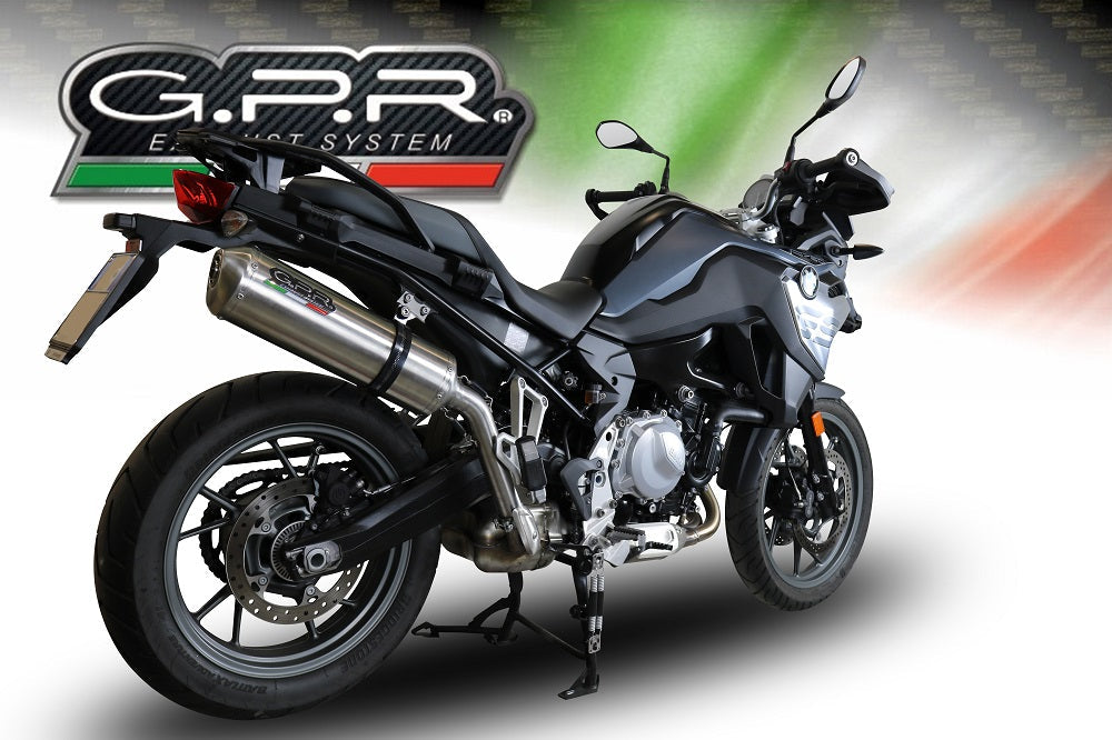 GPR Exhaust for Bmw F700GS 2018-2020, Satinox, Slip-on Exhaust Including Removable DB Killer and Link Pipe