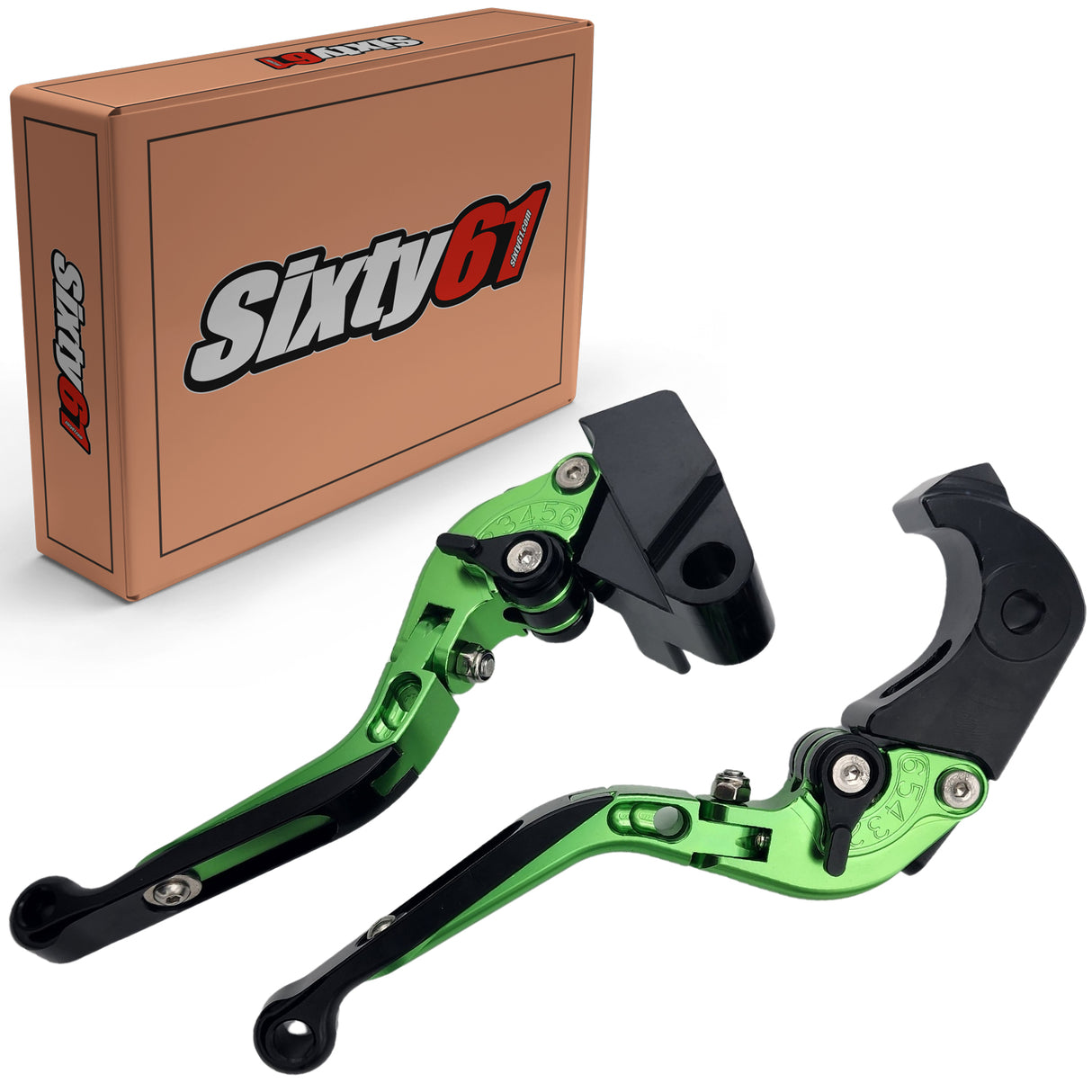 Suzuki Green Brake & Clutch Levers, Adjustable Sliding Folding