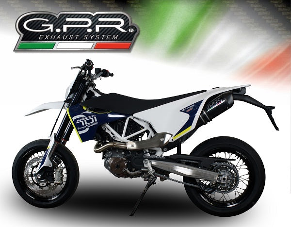 GPR Exhaust System Husqvarna Enduro 701 2017-2020, Furore Evo4 Nero, Slip-on Exhaust Including Link Pipe and Removable DB Killer