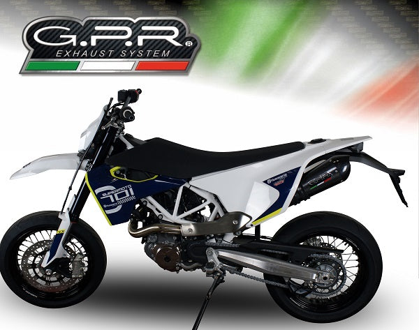 GPR Exhaust System Husqvarna Supermoto 701 2021-2023, GP Evo4 Poppy, Slip-on Exhaust Including Link Pipe and Removable DB Killer