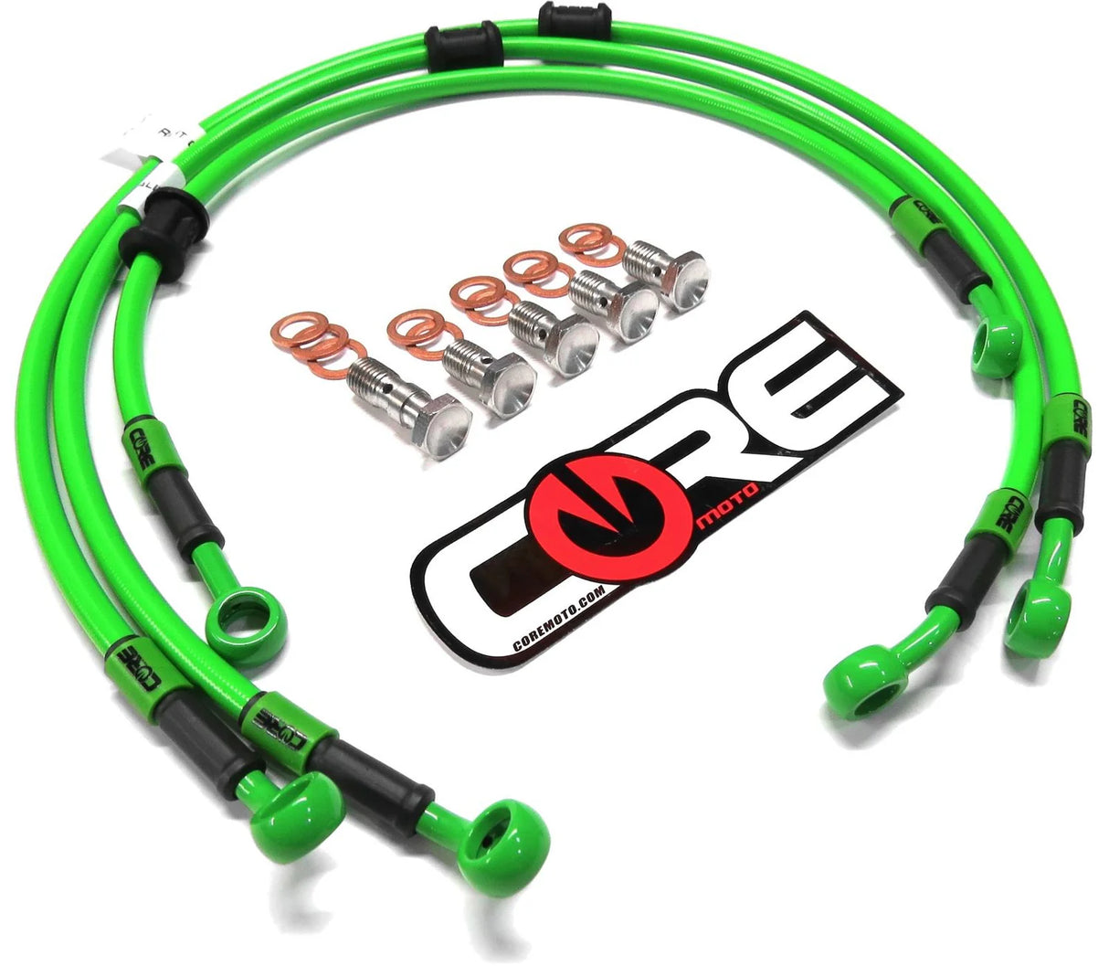 Kawasaki ZX7R 1996-2003 Front and Rear Brake Lines Translucent Green Steel Braided