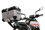 Ktm Duke 125 2017-2020 GPR TECH 35 L Aluminum Top Case, silver color, including roof rack and specific plate