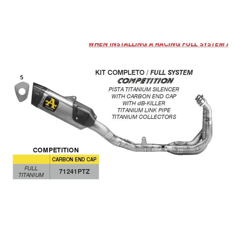 IN STOCK 71241PTZ Arrow Yzf R9 2025  Competition Evo Titanium Full system exhaust WITH db killer