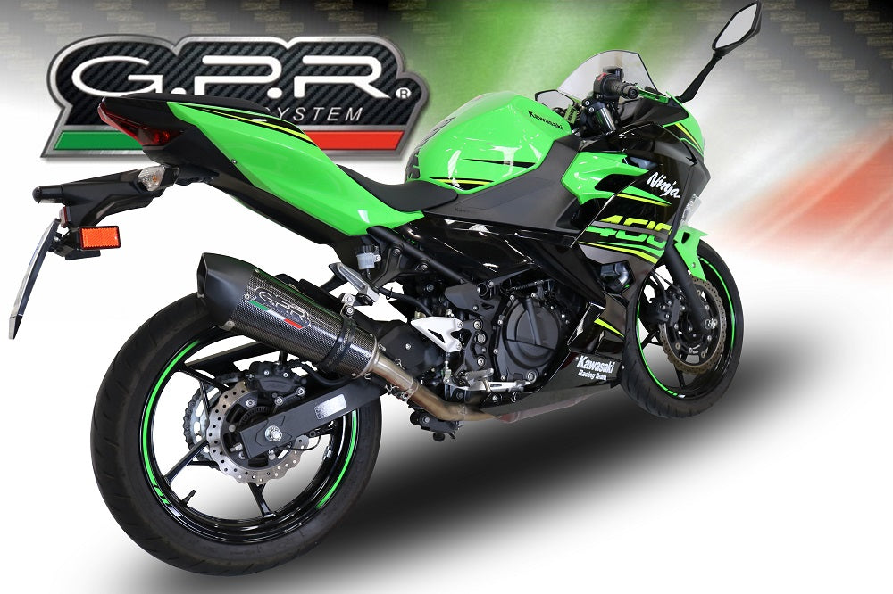 GPR Exhaust System Kawasaki Ninja 400 2018-2022, GP Evo4 Poppy, Slip-on Exhaust Including Removable DB Killer and Link Pipe