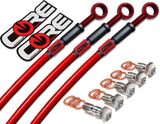 Kawasaki ZX12R 2000-2003 Front and Rear Brake Lines Translucent Red Steel Braided