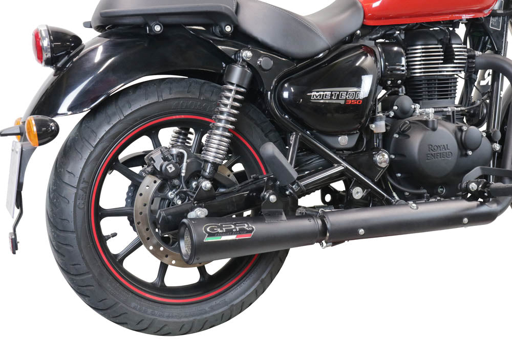 GPR Exhaust System Royal Enfield Classic 350 2021-2023, Hurricane Nero, Slip-on Exhaust Including Link Pipe