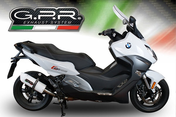 GPR Exhaust for Bmw C650 Sport 2016-2020, Albus Evo4, Slip-on Exhaust Including Removable DB Killer and Link Pipe