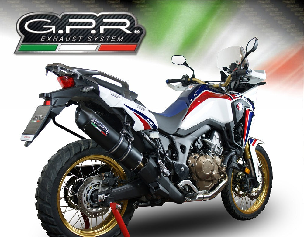 GPR Exhaust System Honda CRF1000L Africa Twin 2018-2020, Furore Evo4 Nero, Slip-on Exhaust Including Removable DB Killer and Link Pipe