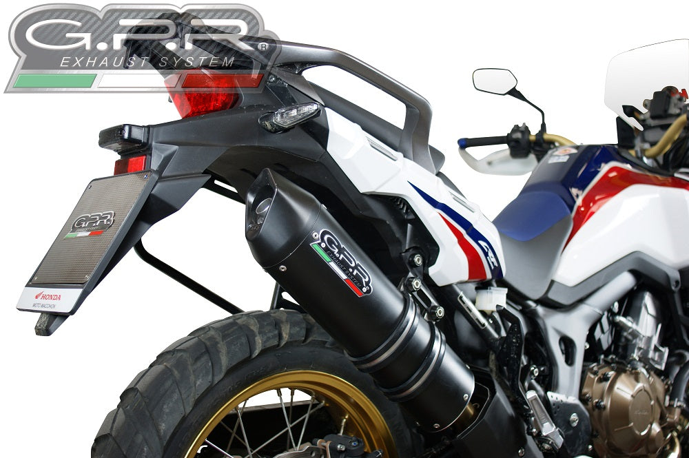 GPR Exhaust System Honda CRF1000L Africa Twin 2015-2017, Furore Nero, Slip-on Exhaust Including Removable DB Killer and Link Pipe