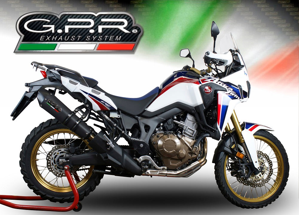 GPR Exhaust System Honda CRF1000L Africa Twin 2015-2017, Gpe Ann. Black titanium, Slip-on Exhaust Including Removable DB Killer and Link Pipe