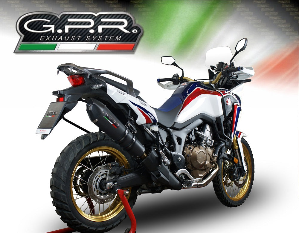 GPR Exhaust System Honda CRF1000L Africa Twin 2015-2017, Gpe Ann. Black titanium, Slip-on Exhaust Including Removable DB Killer and Link Pipe