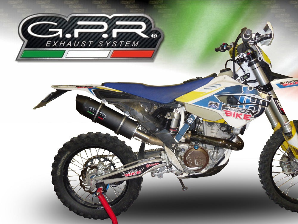 GPR Exhaust System Husqvarna FE350 2014-2016, Furore Poppy, Slip-on Exhaust Including Removable DB Killer and Link Pipe