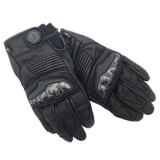 Mens Motorcycle Black Leather Gloves with Magnetic Closure from Sixty61