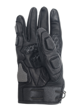 Mens Motorcycle Black Leather Gloves with Magnetic Closure, showing palm from Sixty61