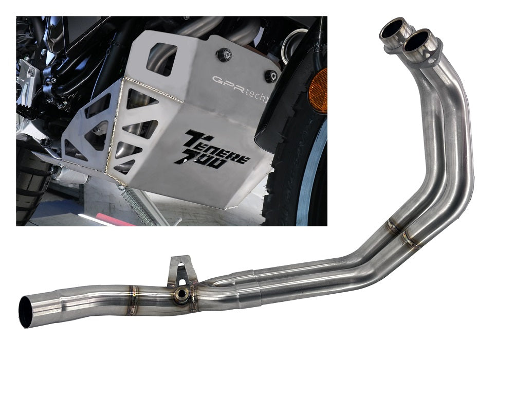 GPR Exhaust for Yamaha Tenere 700 2019-2020, Decatalizzatore + Paracoppa Titanio, Decat pipe more titanium skid plate