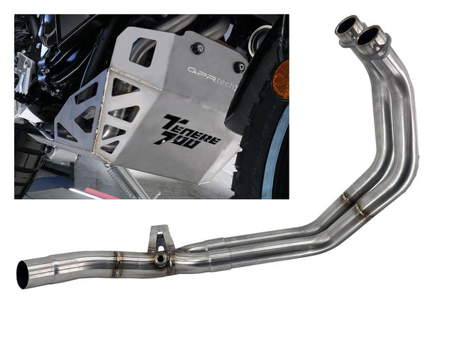 GPR Exhaust for Yamaha Tenere 700 2019-2020, Decatalizzatore + Paracoppa Titanio, Decat pipe more titanium skid plate